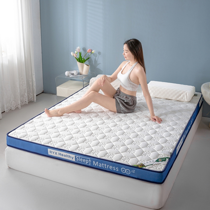 91家纺网 家纺一手货源 找家纺 缔莱被业 2024新款乳胶床垫软垫家用租房宿舍学生Q弹乳胶记忆棉垫--字母 花瓣白（蓝）