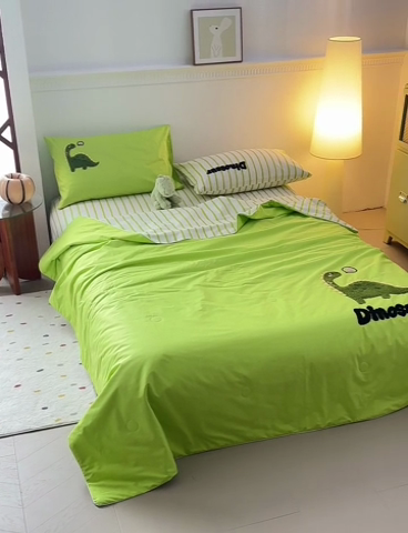 91家纺网 家纺一手货源 找家纺 怡家居 2024新款全棉印加绣夏被 夏被-小恐龙