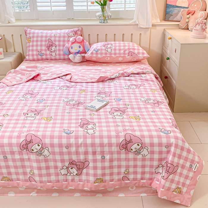 91家纺网 家纺一手货源 找家纺 博雅 2024新款全棉三丽鸥夏被（要买家秀联系客服） 粉格美乐蒂