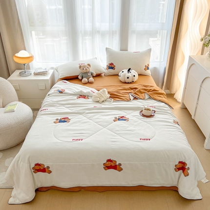 宏源家纺 2024新款超柔水洗云朵棉夏被 时尚比格