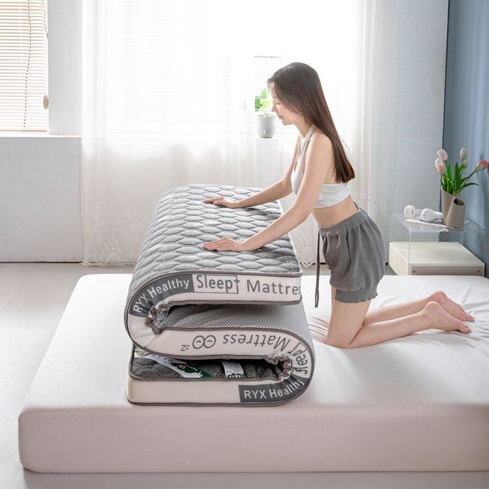 91家纺网 家纺一手货源 找家纺 缔莱被业 2024新款乳胶床垫软垫家用租房宿舍学生Q弹乳胶记忆棉垫--字母 羽毛灰（白）