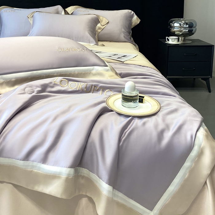 91家纺网 家纺一手货源 找家纺 优悦生活馆 2024新款工艺款冰丝刺绣夏被-蔚涞 蔚涞-紫