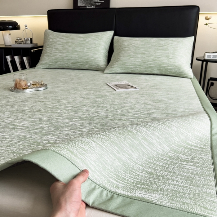 91家纺网 家纺一手货源 找家纺 慕尚家纺 2025新款1200D提花凉感席 提花席 迷雾绿