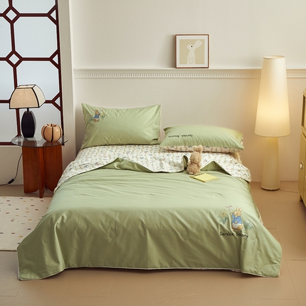 怡家居 2024新款全棉印加绣夏被 夏被-花园兔