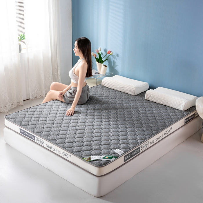 91家纺网 家纺一手货源 找家纺 缔莱被业 2024新款乳胶床垫软垫家用租房宿舍学生Q弹乳胶记忆棉垫--字母 菱形灰（白）