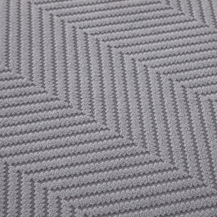 91家纺网 家纺一手货源 找家纺 千彤 2024新款裙边款弹力沙发套罩拉花绒人字纹系列沙发笠 深灰