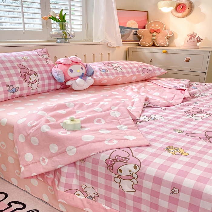 91家纺网 家纺一手货源 找家纺 博雅 2024新款全棉三丽鸥夏被（要买家秀联系客服） 粉格美乐蒂