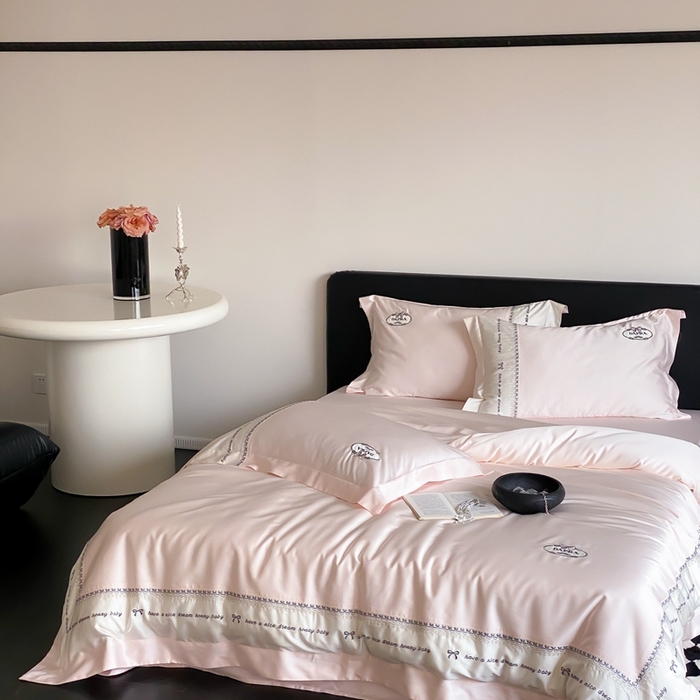 91家纺网 家纺一手货源 找家纺 馨蕊家居 2024新款LF超柔系列60天丝棉四件套-爱丽丝 爱丽丝-微醺粉