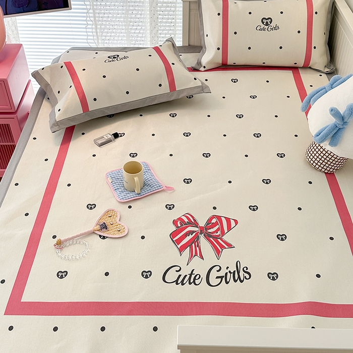 91家纺网 家纺一手货源 找家纺 昔可家纺 2024新款A类900D大版冰丝席 心心蝴蝶结