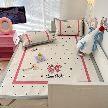 昔可家纺 2024新款A类900D大版冰丝席 心心蝴蝶结