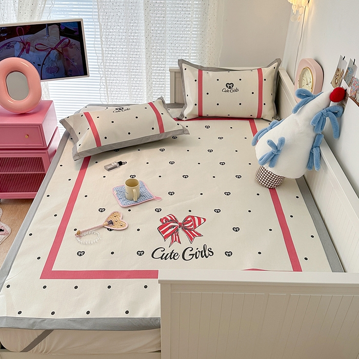 91家纺网 家纺一手货源 找家纺 昔可家纺 2024新款A类900D大版冰丝席 心心蝴蝶结