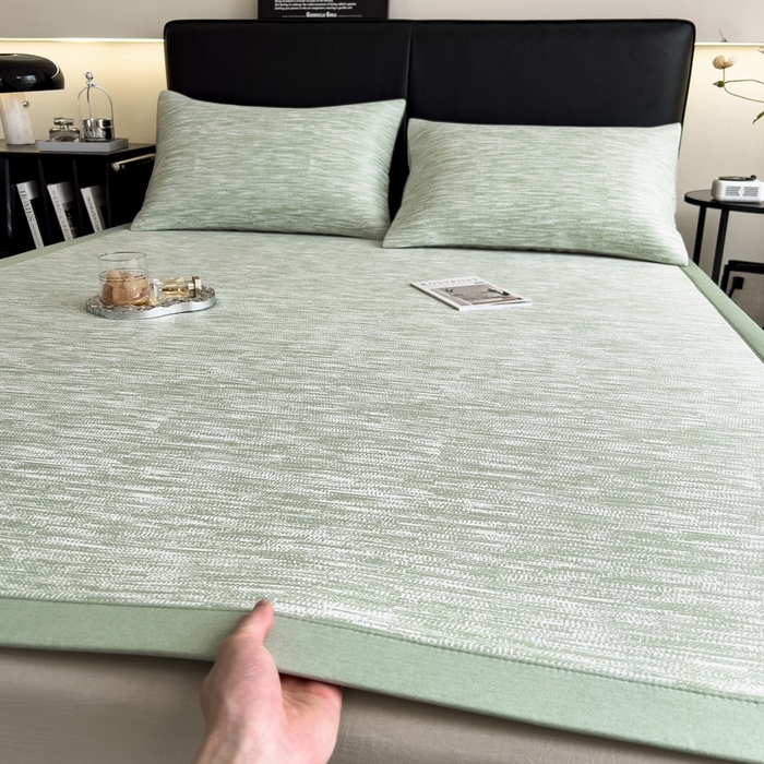 91家纺网 家纺一手货源 找家纺 慕尚家纺 2025新款1200D提花凉感席 提花席 迷雾绿