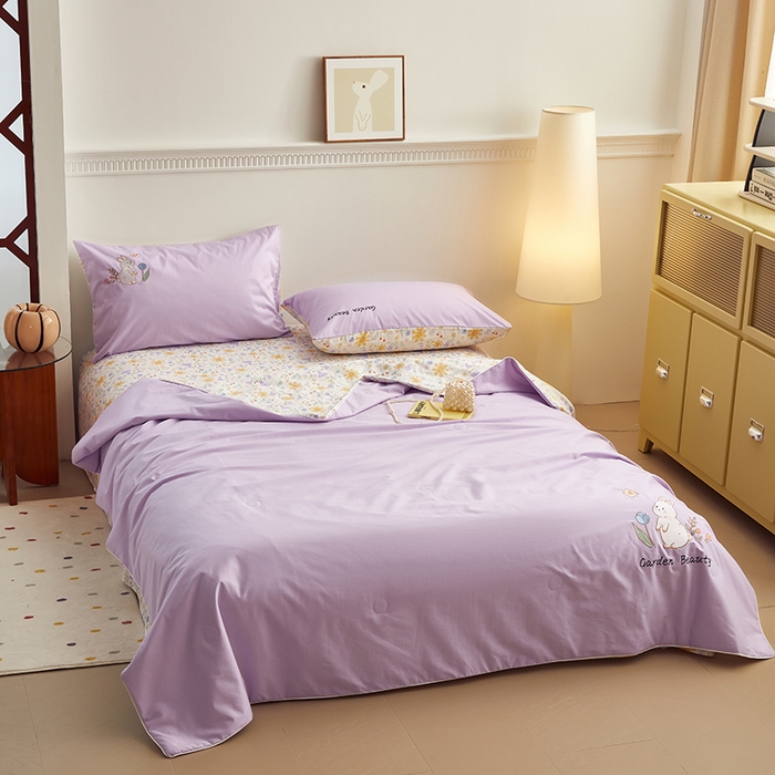 91家纺网 家纺一手货源 找家纺 怡家居 2024新款全棉印加绣夏被 夏被-萌小兔