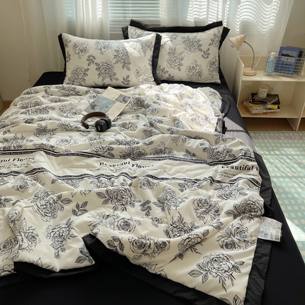 91家纺网 家纺一手货源 找家纺 （总）花伞家居 赫本花边水洗棉夏被四件套（ 买家秀加V）