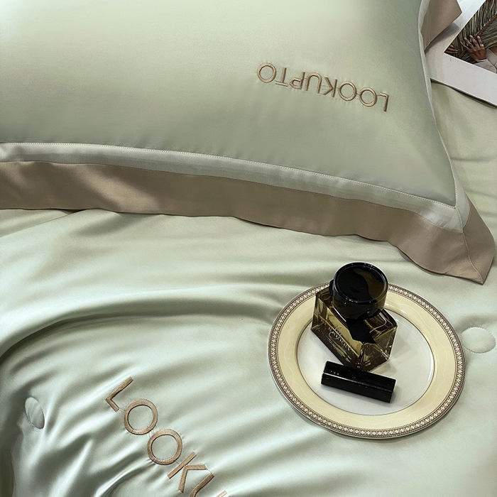 91家纺网 家纺一手货源 找家纺 优悦生活馆 2024新款工艺款冰丝刺绣夏被-蔚涞 蔚涞-绿