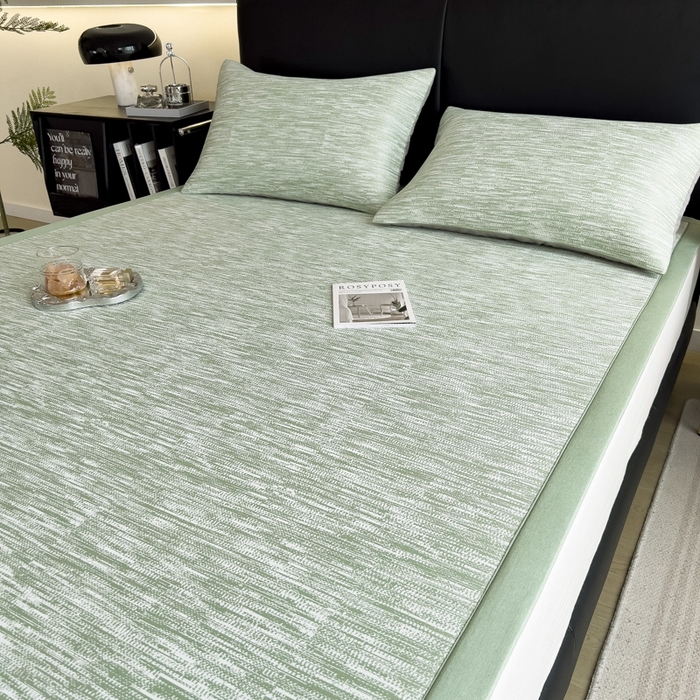 91家纺网 家纺一手货源 找家纺 慕尚家纺 2025新款1200D提花凉感席 提花席 迷雾绿