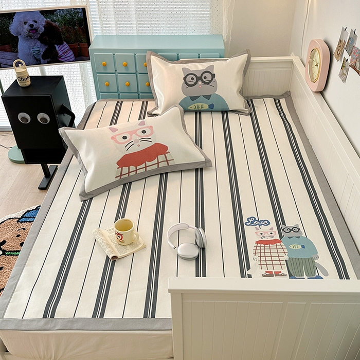 91家纺网 家纺一手货源 找家纺 昔可家纺 2024新款A类900D大版冰丝席 猫一家