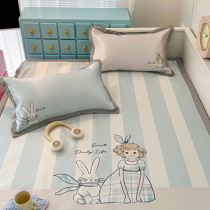 91家纺网 家纺一手货源 找家纺 昔可家纺 2024新款A类900D大版冰丝席 甜蜜少女