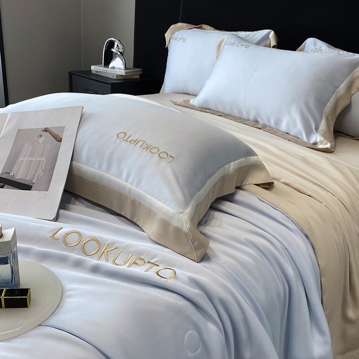 91家纺网 家纺一手货源 找家纺 优悦生活馆 2024新款工艺款冰丝刺绣夏被-蔚涞 蔚涞-蓝