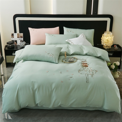 91家纺网 家纺一手货源 找家纺 （总）兰紫橙家纺 2025新款卡通全棉刺绣四件套-甜心公主