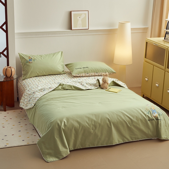 91家纺网 家纺一手货源 找家纺 怡家居 2024新款全棉印加绣夏被 夏被-花园兔