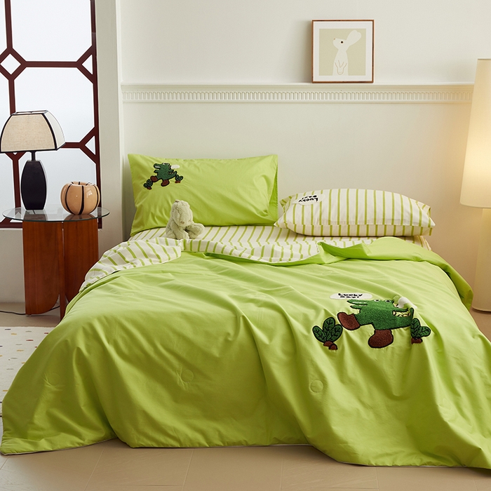 91家纺网 家纺一手货源 找家纺 怡家居 2024新款全棉印加绣夏被 夏被-小鳄鱼