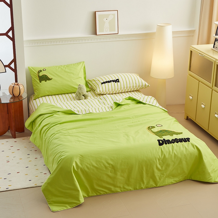 91家纺网 家纺一手货源 找家纺 怡家居 2024新款全棉印加绣夏被 夏被-小恐龙