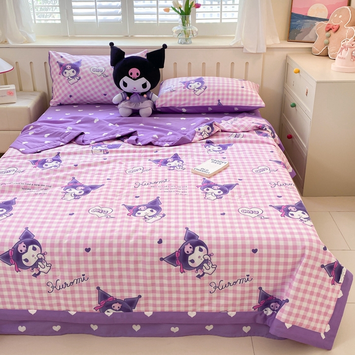 91家纺网 家纺一手货源 找家纺 博雅 2024新款全棉三丽鸥夏被（要买家秀联系客服） 紫格库洛米