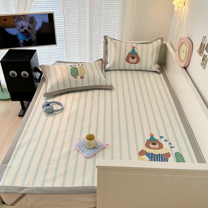 91家纺网 家纺一手货源 找家纺 昔可家纺 2024新款A类900D大版冰丝席 可爱熊