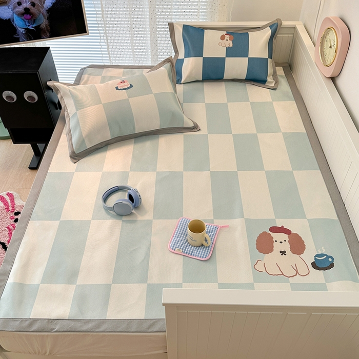 91家纺网 家纺一手货源 找家纺 昔可家纺 2024新款A类900D大版冰丝席 下午茶狗狗