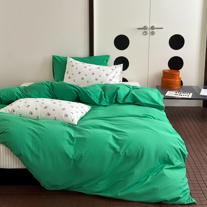 91家纺网 家纺一手货源 找家纺 艾沁 2024新款小清新全棉水洗棉四件套 绿野仙踪（枕套一对花）