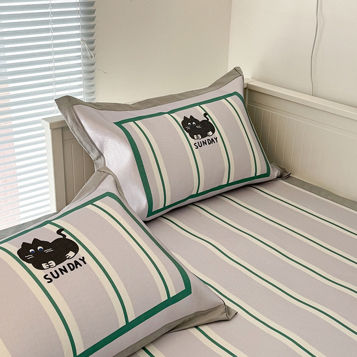 91家纺网 家纺一手货源 找家纺 昔可家纺 2024新款A类900D大版冰丝席 滑板猫咪