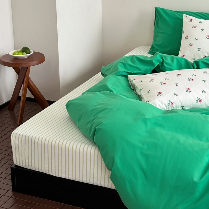 91家纺网 家纺一手货源 找家纺 艾沁 2024新款小清新全棉水洗棉四件套 绿野仙踪（枕套一对花）