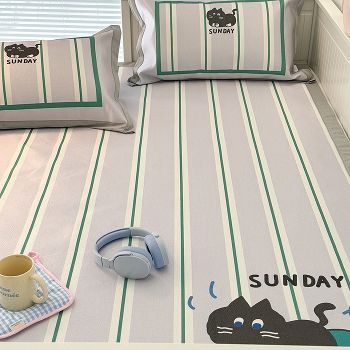 91家纺网 家纺一手货源 找家纺 昔可家纺 2024新款A类900D大版冰丝席 滑板猫咪