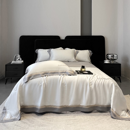 优悦生活馆 2024新款工艺款冰丝刺绣夏被-蔚涞 蔚涞-白