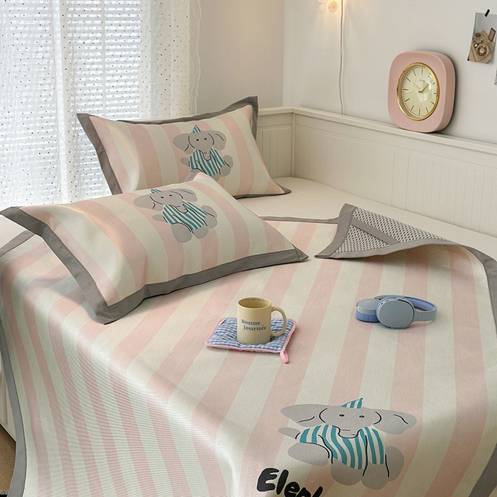 91家纺网 家纺一手货源 找家纺 昔可家纺 2024新款A类900D大版冰丝席 粉粉象