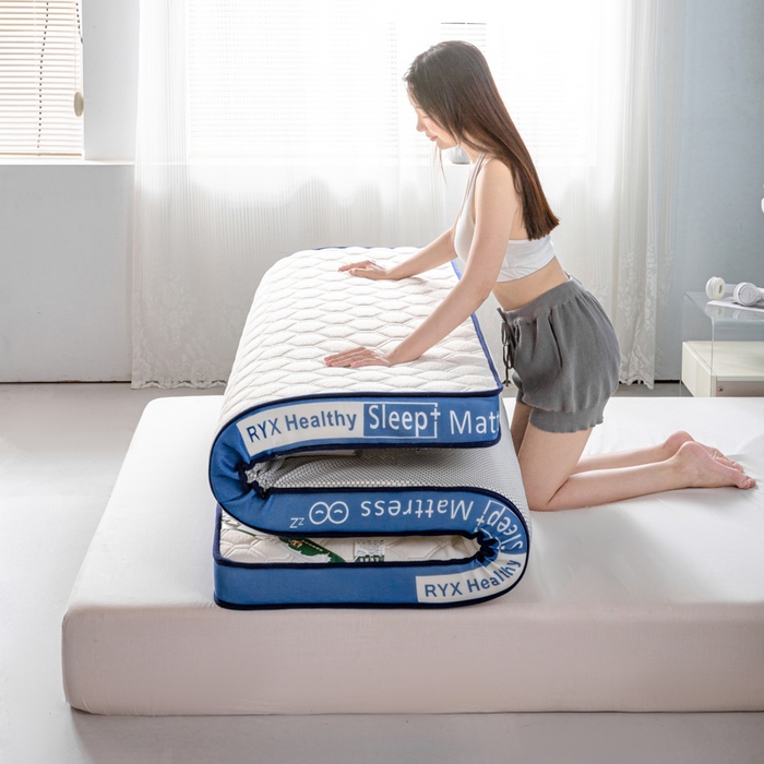 91家纺网 家纺一手货源 找家纺 缔莱被业 2024新款乳胶床垫软垫家用租房宿舍学生Q弹乳胶记忆棉垫--字母 菱形白（蓝）