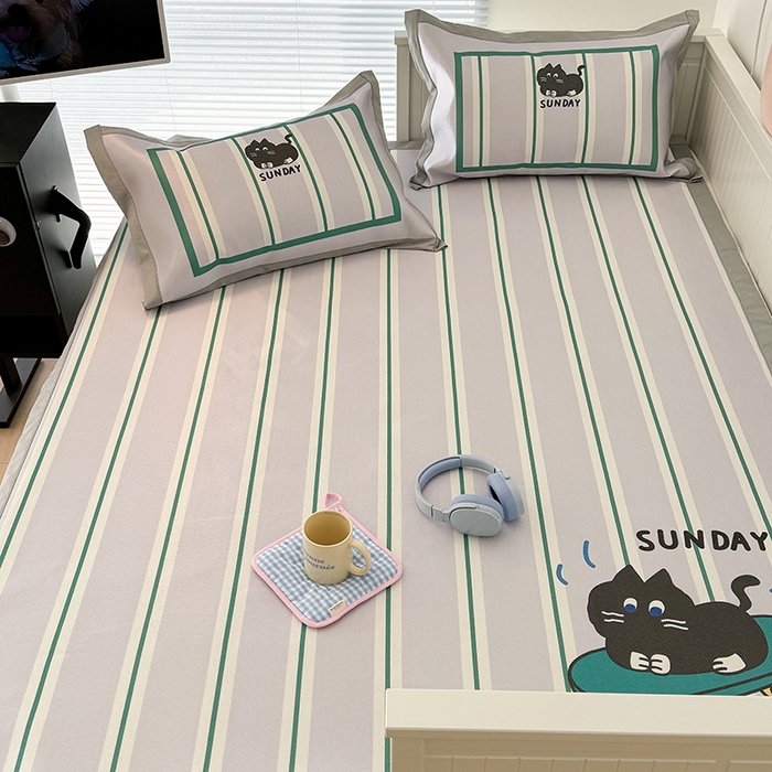 91家纺网 家纺一手货源 找家纺 昔可家纺 2024新款A类900D大版冰丝席 滑板猫咪