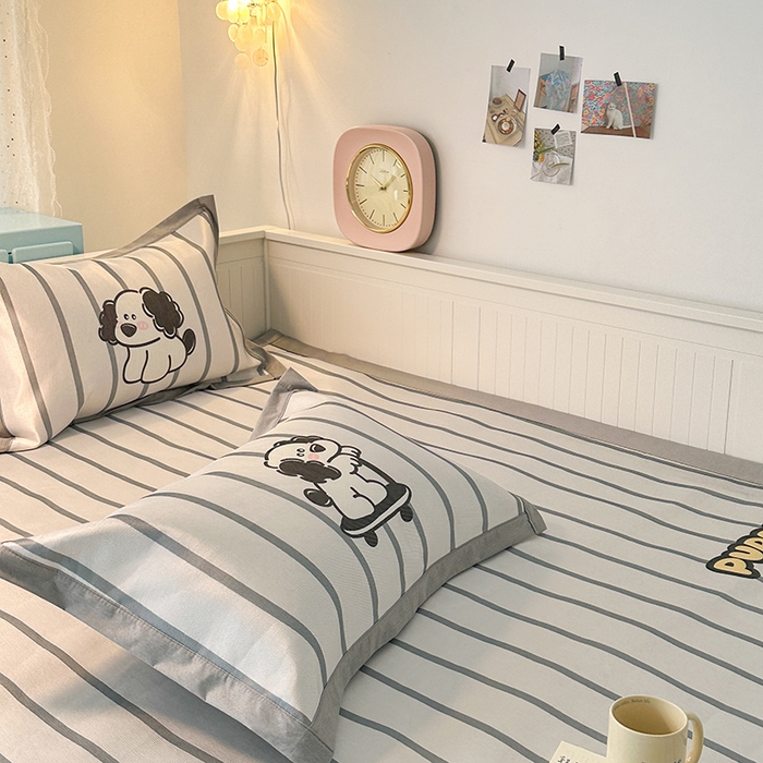 91家纺网 家纺一手货源 找家纺 昔可家纺 2024新款A类900D大版冰丝席 条纹狗狗