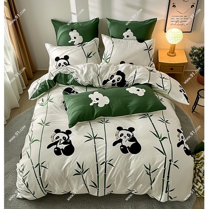 91家纺网 家纺一手货源 找家纺 五三家纺设计 AI画稿 熊猫ip