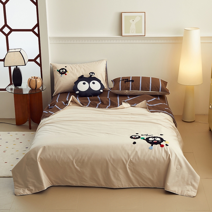 91家纺网 家纺一手货源 找家纺 怡家居 2024新款全棉印加绣夏被 夏被-小煤球