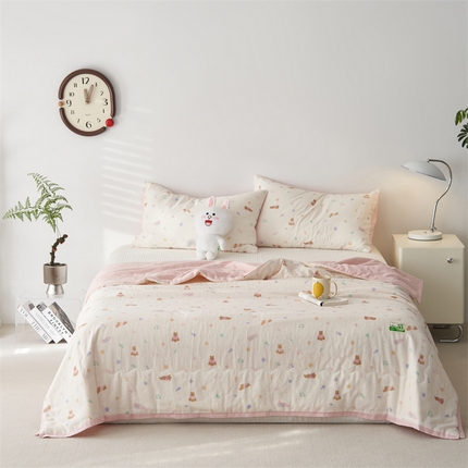 91家纺网 家纺一手货源 找家纺 （总）芯氧 2024新款全棉双层纱55%李官奇大豆夏被