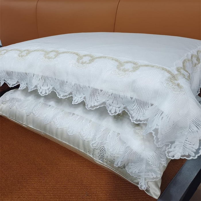 91家纺网 家纺一手货源 找家纺 （总）澜屿 25款全棉四件套配床白色花边短枕单人枕套