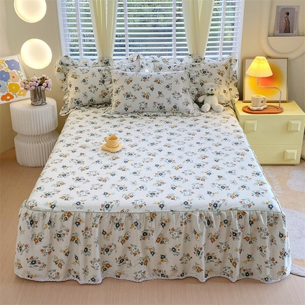 91家纺网 家纺一手货源 找家纺 宝齐莱2024新款全棉13372韩版印花四件套单品系列-单床裙 君知梦