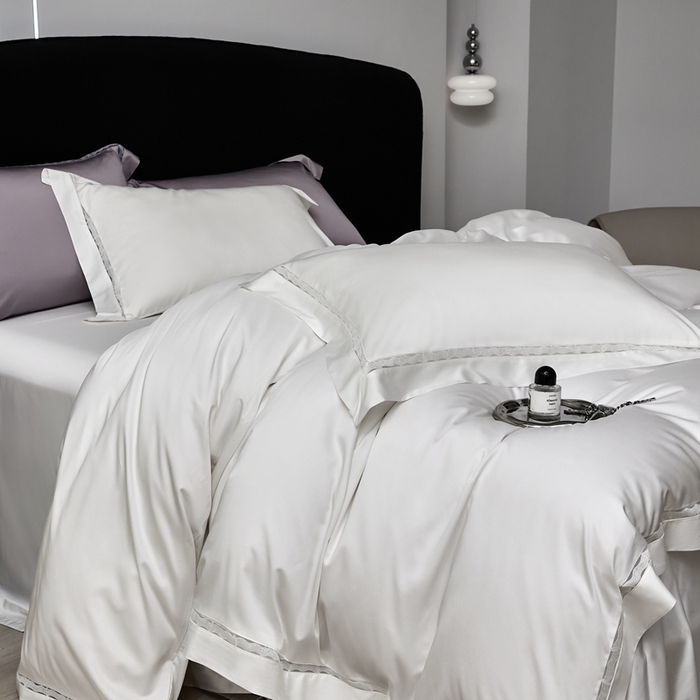 91家纺网 家纺一手货源 找家纺 榻尚家居 2024新款天丝棉镂空四件套 曼秋 白