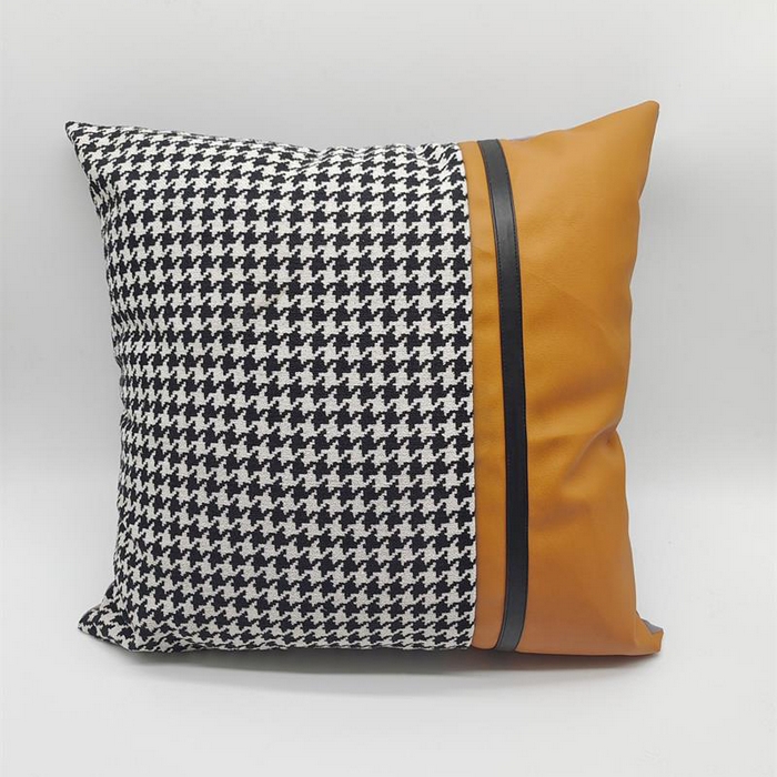 91家纺网 家纺一手货源 找家纺 （总）澜屿 24款轻奢千鸟格拼接皮面小抱枕头枕芯腰靠枕