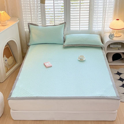 2024新款A类3D魔法冰豆豆科技凉席宽边床席款三件套单凉席单品系列 宽边床席豆豆席-淡雅青