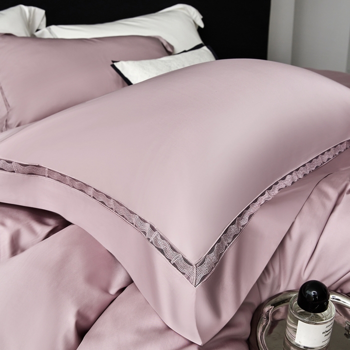 91家纺网 家纺一手货源 找家纺 榻尚家居 2024新款天丝棉镂空四件套 曼秋 豆沙