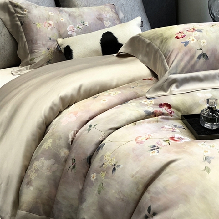 91家纺网 家纺一手货源 找家纺 涞澳 新款80支天丝棉四件套 花之韵-黄