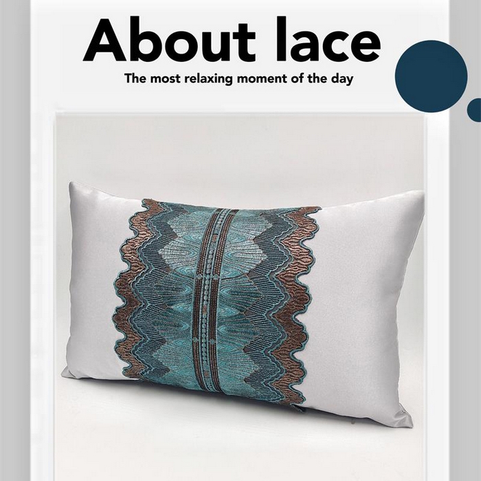 91家纺网 家纺一手货源 找家纺 澜屿 24款高精密蕾丝款花边小抱枕头枕芯腰靠枕 银灰